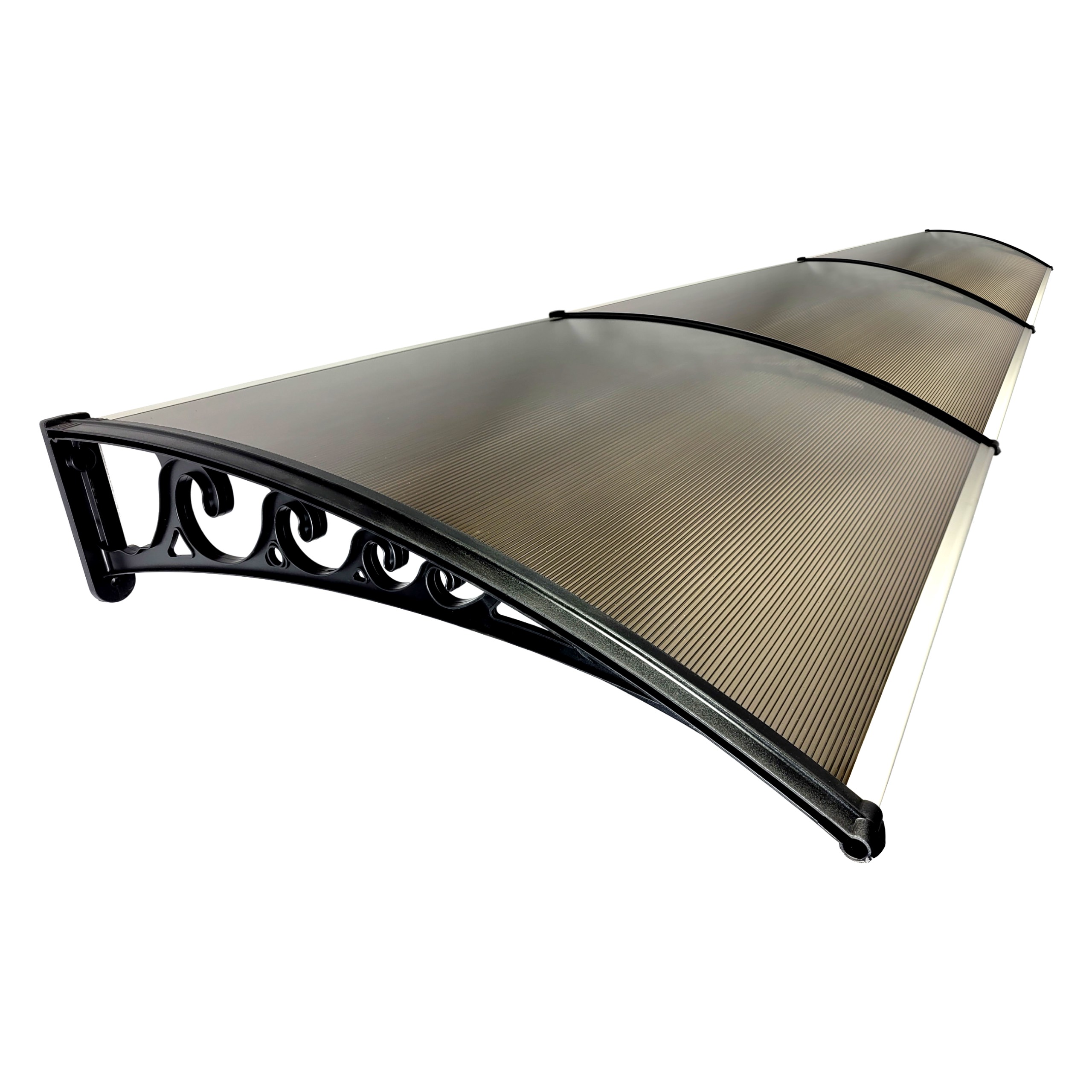 Daszek Klasyczny 300x120 Brązowy Poliwęglan | Czarne Wsporniki